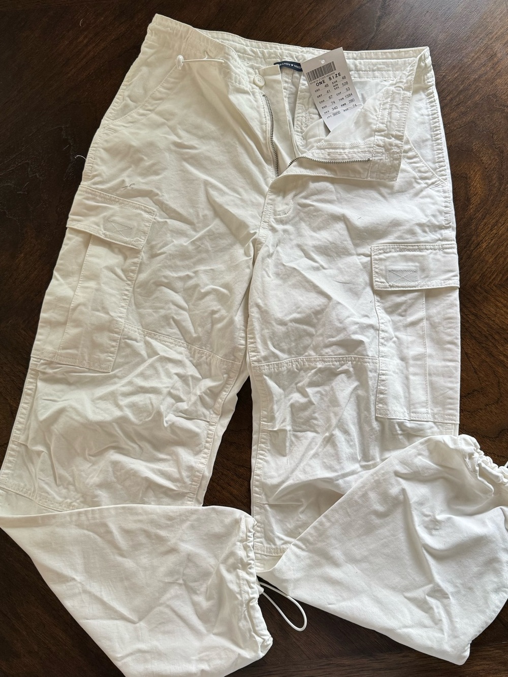Brandy Melville White Cargo Pants with Drawstring Ankles